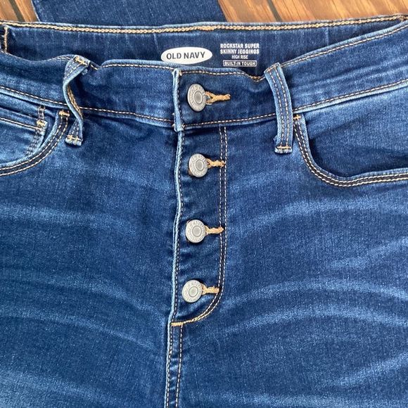 Old Navy Rockstar Super Skinny Jeggings size 18. Dark blue factory distressed ❤️ - Picture 2 of 13